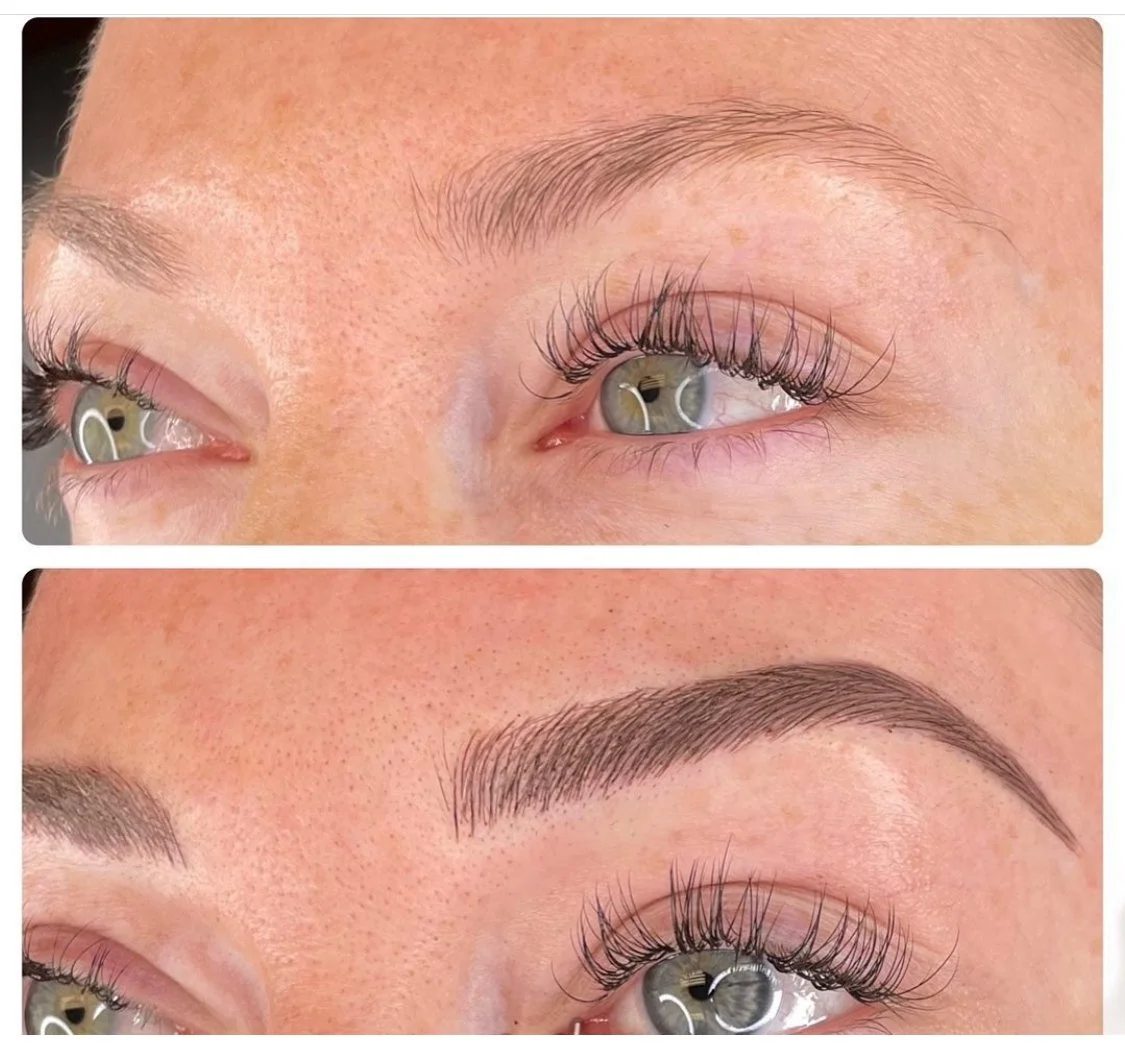 Before and after nano hair-stroke brows