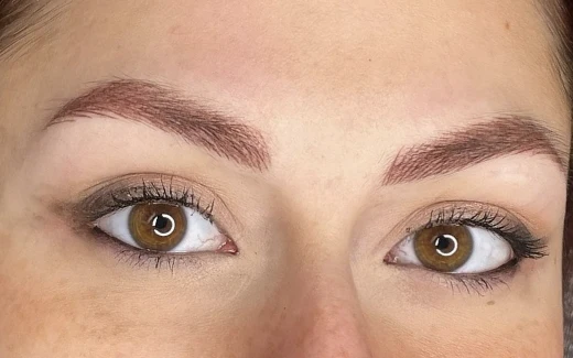 Healed microbladed hair-stroke brows