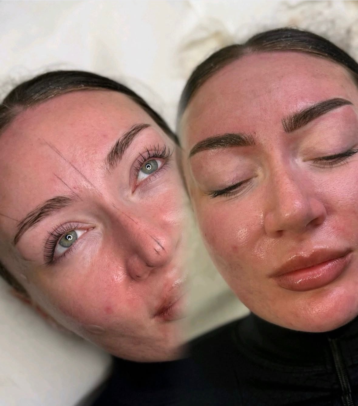 Before and after brow mapping and finished ombré brows
